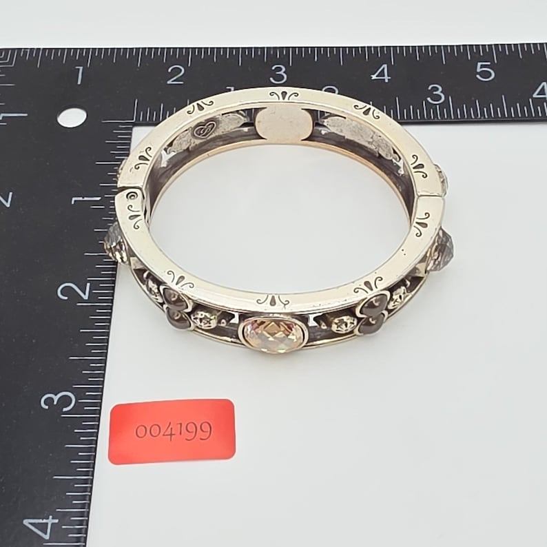 BRIGHTON 'Selene' Bangle Bracelet SWAROVSKI Crystal Studded Silver Plate 6.75" image 10