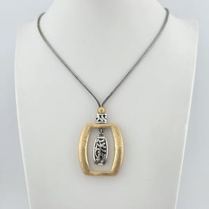 BRIGHTON 'Sensation' Necklace Scrollwork Hammered Gold & Silver Plate 20" image 1