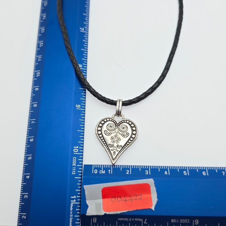 BRIGHTON "Ophelia Heart"-ketting geëtst verzilverd gevlochten leren koord 18" afbeelding 7