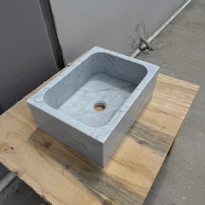Rectangular Gray Marble Sink – Compact Stone Basin for Modern Bathrooms – Custom Bathroom Vanity Sink