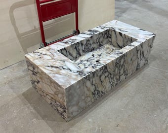 Pia de mármore Calacatta Viola, bancada retangular independente de 40" para banheiro, pedra italiana polida, pronta para envio, impecável.