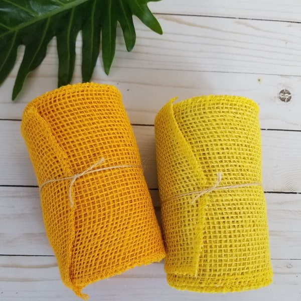 Yellow or Orange Burlap Ribbon Roll 5.5"x15' Jute Fiber