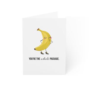 Cartão de elogio engraçado, Você é o pacote completo, Cérebros e bananas lindos, Cartão de amigo divertido e peculiar, Cartão de aniversário hilário - 3,5" x 4,9"