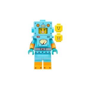 Robot de cartón con minifigura de Lego