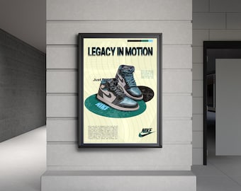 Air Jordan 1 Poster | Nike Sneaker Wall Art | Streetwear Aesthetic Print | Vintage Basketball Shoe Poster | Hypebeast Room Decor