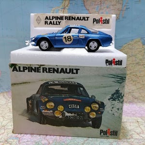 Vintage ALPINE-RENAULT A 110 Rallye Montecarlo 1970, Vintage die-cast 1:25 Scale model Mint box, Polistil-Politoys S 21 Made in Italy 1974