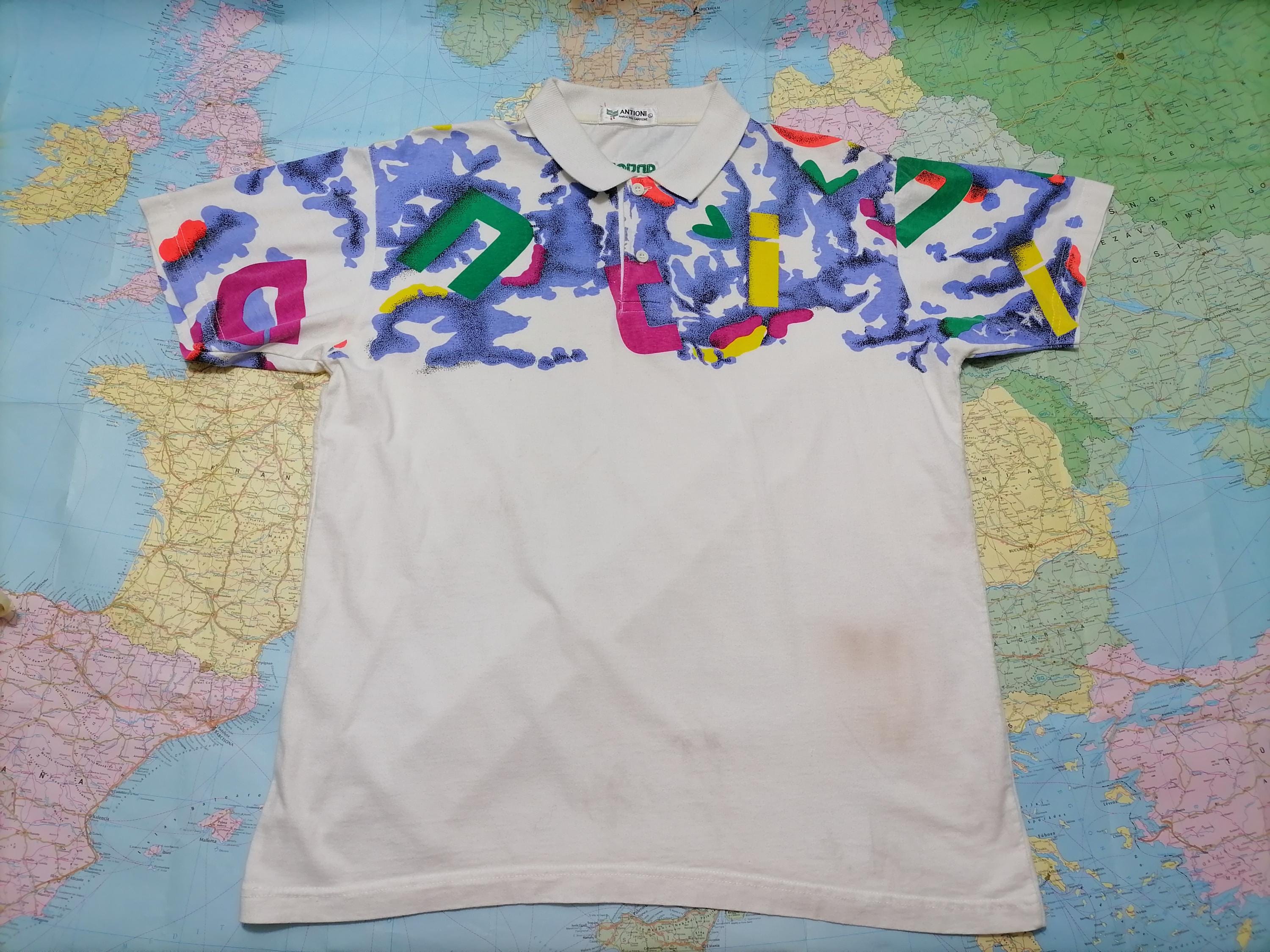 Vintage T-Shirt Polo-Shirts Tennis Antioni, 100% Cotton, size Large, Antioni The Champion Brand Made in Italy 1991