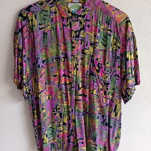 Vintage Men&#39;s SHIRT handmade STUDIO & DESIGN, short sleeves, size Large like XLarge, 100% Cotton, year 1991