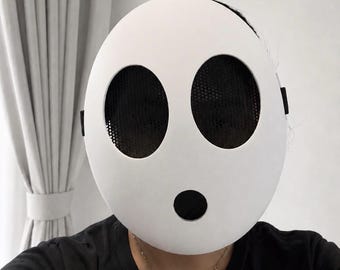 Cute White Ghost Mask, Shy Character Inspired Costume Mask, 3D Printed Halloween Cosplay Prop, Party Mask, Display Decor