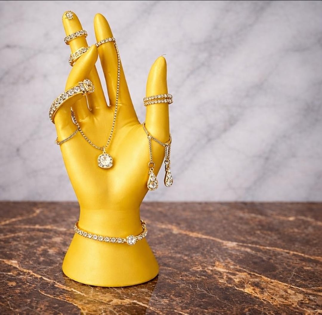 Yellow Hand Jewelry Display Stand, Modern Mannequin Hand Holder, Ring ...