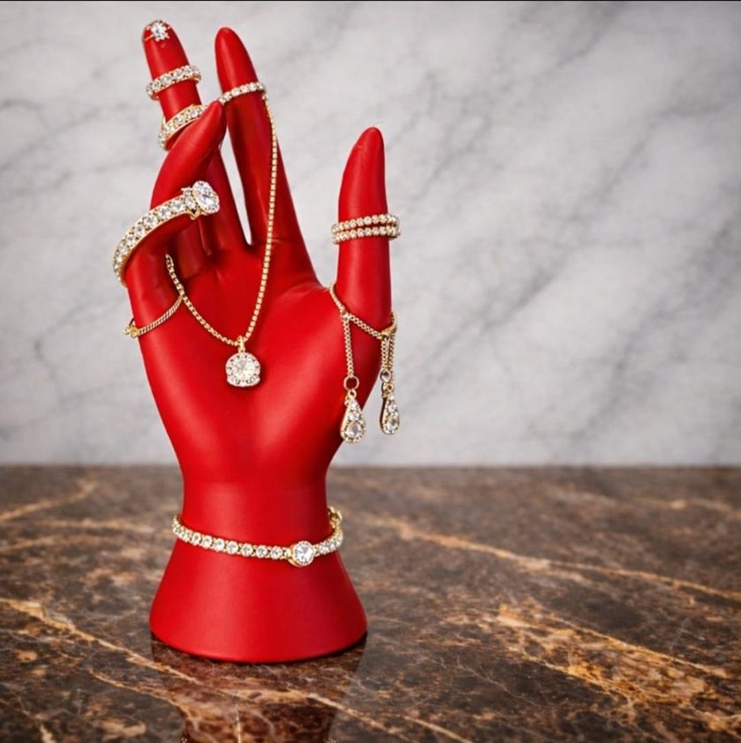 Red Hand Jewelry Display Stand, Modern Mannequin Hand Holder, Ring ...