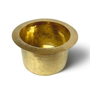 Hammered Unlacquered Brass Round Bar Sink, Round Solid Brass Sink including drain