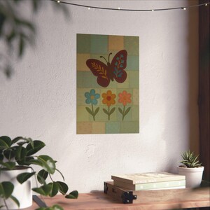 Whimsical Butterfly Art Print, Floral Wall Decor, Vintage Style Home Decor, Boho Chic Poster, Nature-Inspired Gift for Her