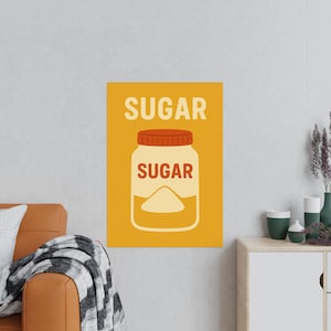 Vintage Zuckerdose Poster Print, Küche Wandkunst, Retro Wohndekor, Foodie Geschenk, süße Leckereien Dekoration