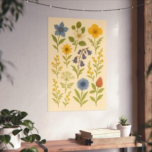 Botanische Blumen Kunstdruck, Vintage Blumen Poster für Wohnkultur, Natur Wandkunst, Perfektes Geschenk für Gartenliebhaber, Frühlingsdekoration