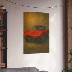 Vintage Car Art Print, Matte Vertical Posters for Car Enthusiasts, Retro Wall Decor, Automotive Gift, Classic Car Poster, Man Cave