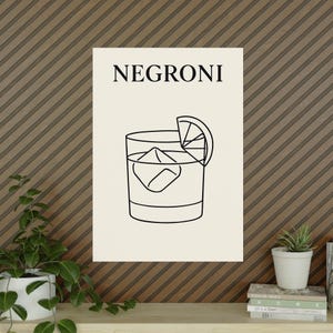 Negroni Line Art Print Minimalist Cocktail Wall Poster for Kitchen or Bar Decor