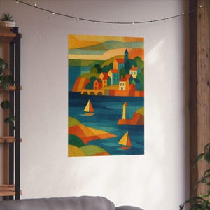 Falmouth Abstract Landscape Print Cornwall Coastal Art