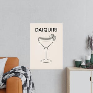 Póster minimalista de cóctel con impresión artística de línea Daiquiri para cocina o bar