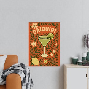 Daiquiri Folk Art Print Colourful Cocktail Poster for Kitchen or Bar