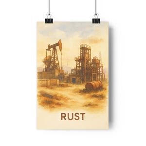 Rust Call of Duty-kaartafdruk A3-aquarelposter met iconische FPS-locatie gamermuurkunst voor gameroom of slaapkamer