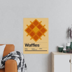 Waffle Print Poster | Retro Kitchen Art, Wall Decor, Food Lover Gift, Breakfast Decor, Unique Home Accent