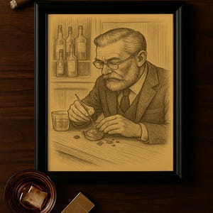 Zegarmistrz Vintage Bar Art | Gentleman Repairing Timepiece | Speakeasy Decor | Wydrukowana męska sztuka ścienna | Pobieranie cyfrowe
