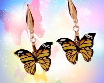 Butterfly metal jewelry, animal totem butterfly, nature jewelry, gift ideas, copper earrings, holiday gifts, gift for mom. Sister gift