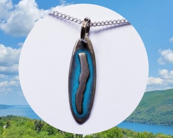 Canandaigua lake, finger lakes NY, turquoise, handmade, wearable art, custom designs, metal jewelry, nature pendants, gift ideas for mom