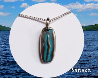 SENECA lake, finger lakes jewelry, gift idea, grandma gift, nature jewelry, pendant. Lake jewelry ,turquoise, Custom blue green patina,