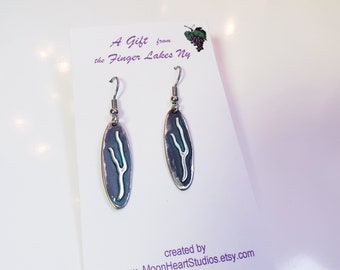 KEUKA finger lakes jewelry, gift idea, vacation gift, nature jewelry, earrings Lake jewelry, bluegreen. Custom blue green patina,