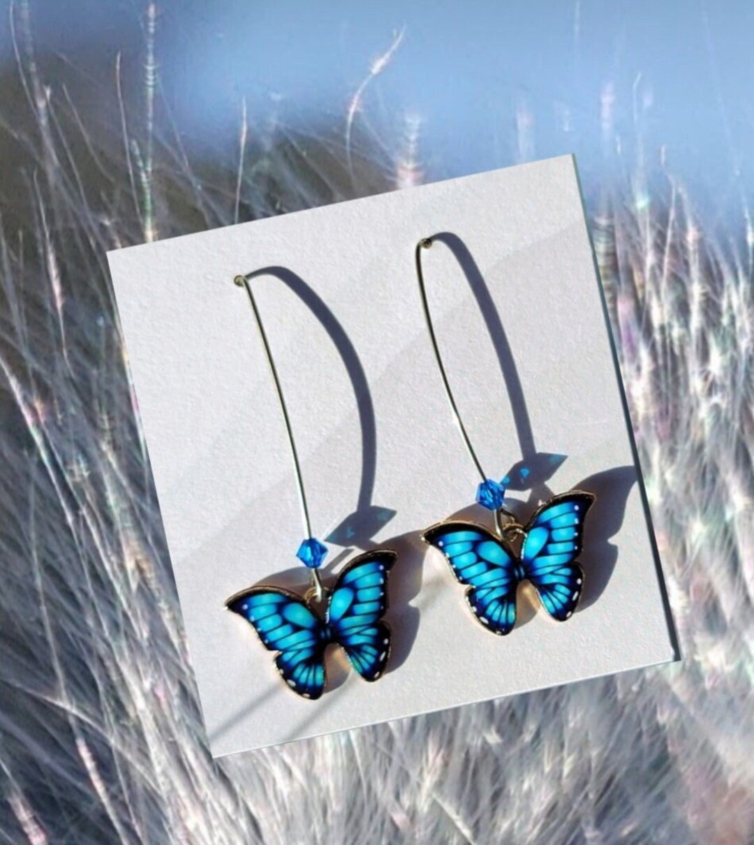 Butterflies Blue Morpho Butterfly Earrings Swarovski Crystals Butterfly