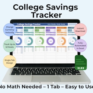 College Savings Tracker: Excel Budget Spreadsheet with Visual Dashboard, Student Fund Template, Education Finance Tracker (Digital Download)