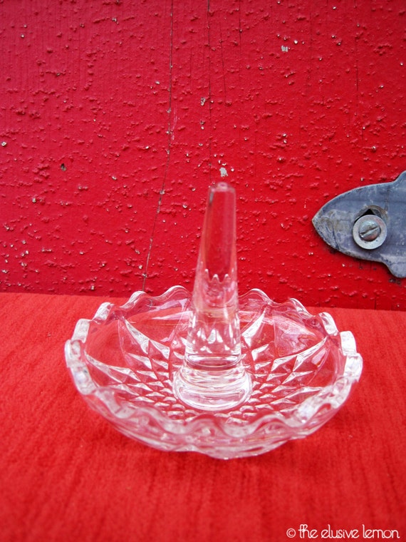 Items similar to Vintage Glass Ring Holder / Jewelry Dish Pressed
