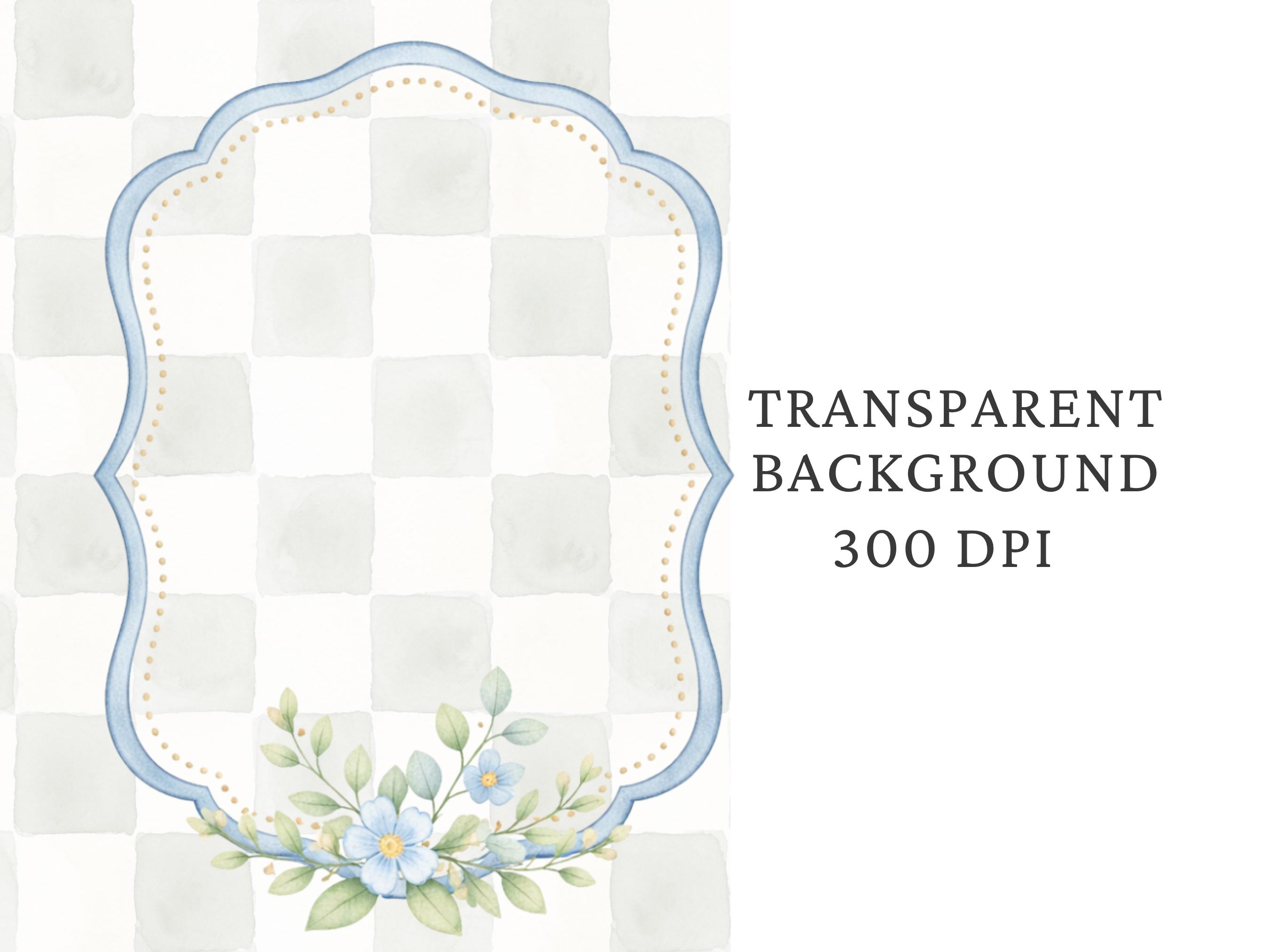Fun Blue Invite Frame Dusty Blue Frame Clipart Bundle, Watercolor Invitation Frames, Baby ...
