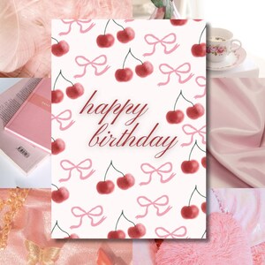 Red & Pink Birthday Card Printable | Digital Happy Birthday A4 Foldable | Cute Coquette Pink Card