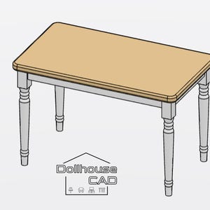 Dollhouse Cottage Kitchen Table 1:12 Scale STL File 3D print