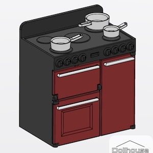 Dollhouse Range Oven 1:12 scale STL Digital FIles for 3D Printing