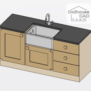 Dollhouse Belfast Sink Kitchen Unit 1:12 Scale STL File 3D print