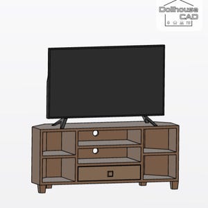 Televisor y soporte para TV de casa de muñecas a escala 1:12. Descarga digital de archivos STL.