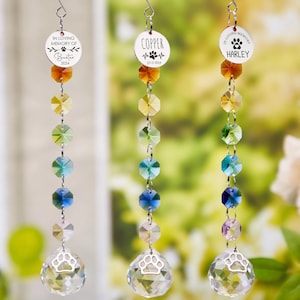 Loss of Pet Sympathy Gifts,Rainbow Bridge Pet,Sun Catcher,Suncatcher Pet Memorial Gift,Personalized Name Rainbow Bridge,Dog/Pet Remembrance