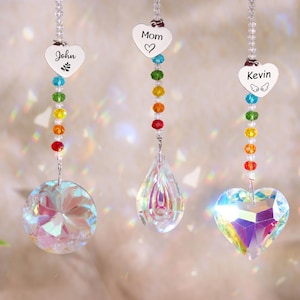 Personalized Sun Catcher,Crystal Rainbow Makerk,Sun Catcher Sympathy Gift,Consolation Grief Loss of  mother father child spouse,Grief Gift