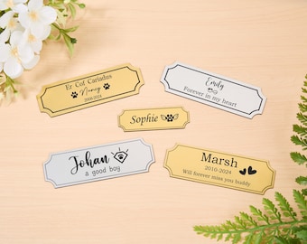 Personalised Remembrance Plaques,Engraved Pet Memorial Plaque,Pet Memorial Urn Adhesive Metal Nameplate,Name Plate for Pet Urn,Keepsake Box
