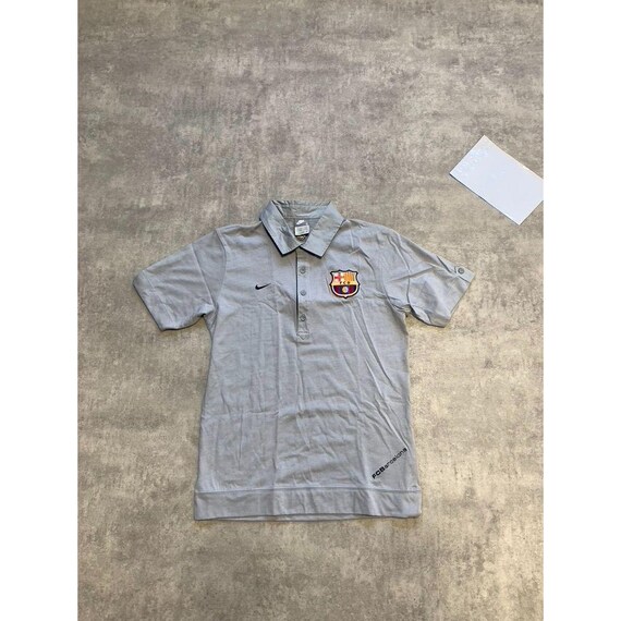 Nike FCB Barcelona Football Soccer Polo T-shirt Jersey Size S Grey