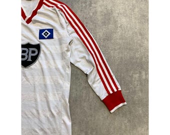 Vintage 80s Adidas 1985/86 Hamburg HSV Long Sleeve Soccer Jersey