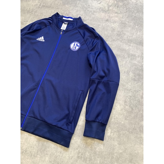 Adidas Schalke Zip Polyester Jacket Mens Size Xxl 2xl Navy