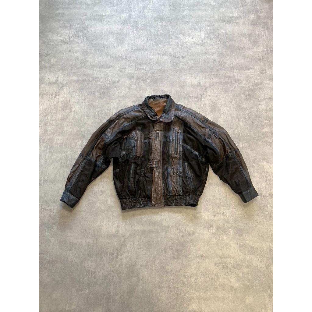 Vintage Berto Lucci Rugged Patchwork Multipocket Genuine Leather