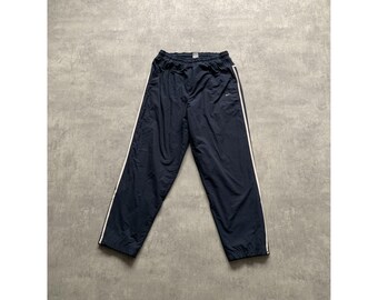 Vintage Fila Track Pants Navy Blue Nylon White 3 Stripes