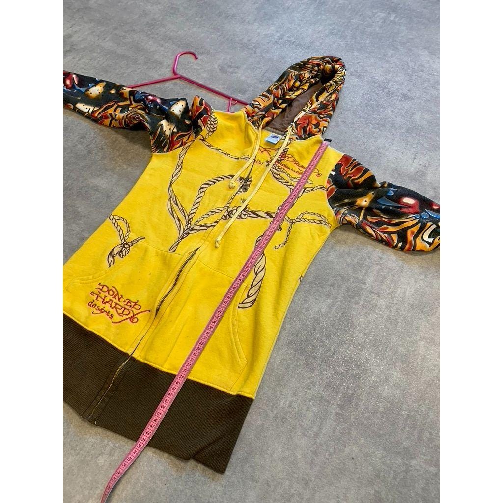 Ed Hardy Tiger Logo Womens Zip Hoodie Size M Yellow - Etsy