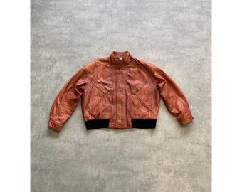 Trapper Y2K Vintage 100% Real Leather Cargo Multipocket Bomber